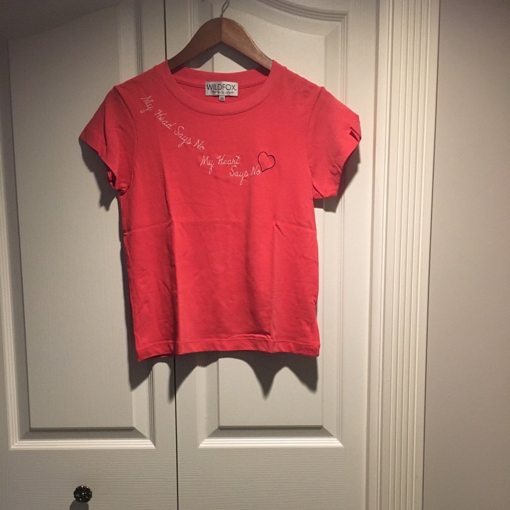 Wildfox ‘My Heart Say No’ pinkish short T-shirt XS